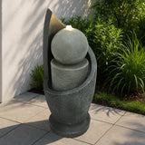 Fontaine de Jardin « Zen Cascade » Avec Éclairage LED Blanc Chaud & Brosse à Nettoyage