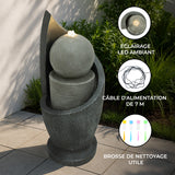 Fontaine de Jardin « Zen Cascade » Avec Éclairage LED Blanc Chaud & Brosse à Nettoyage