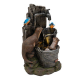 Fontaine de Jardin « Otter Oasis » Avec Éclairage LED Blanc Chaud & Brosse à Nettoyage