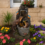 Fontaine de Jardin « Otter Oasis » Avec Éclairage LED Blanc Chaud & Brosse à Nettoyage
