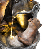 Fontaine de Jardin « Otter Oasis » Avec Éclairage LED Blanc Chaud & Brosse à Nettoyage