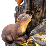 Fontaine de Jardin « Otter Oasis » Avec Éclairage LED Blanc Chaud & Brosse à Nettoyage