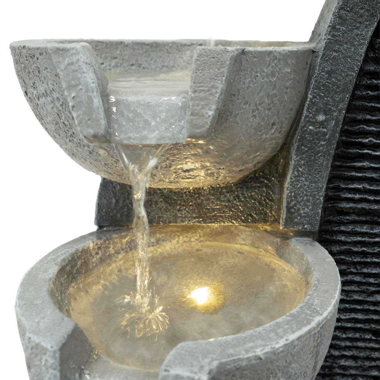 Fontaine de Jardin « Sleek Streams » Avec Éclairage LED Blanc Chaud & Brosse à Nettoyage