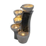 Fontaine de Jardin « Sleek Streams » Avec Éclairage LED Blanc Chaud & Brosse à Nettoyage