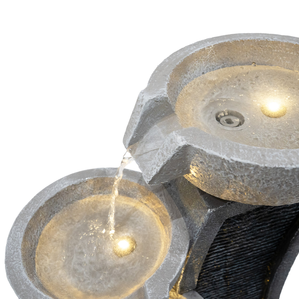 Fontaine de Jardin « Sleek Streams » Avec Éclairage LED Blanc Chaud & Brosse à Nettoyage