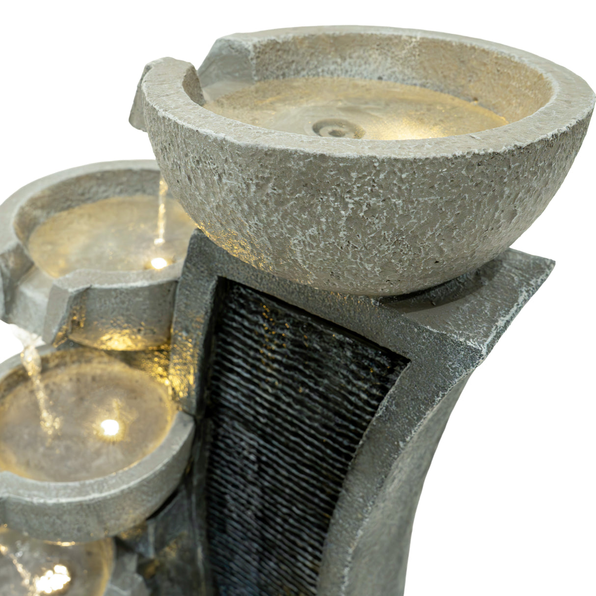 Fontaine de Jardin « Sleek Streams » Avec Éclairage LED Blanc Chaud & Brosse à Nettoyage