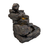 Fontaine de Jardin « Rustic Rapids » Avec Éclairage LED Blanc Chaud & Brosse à Nettoyage