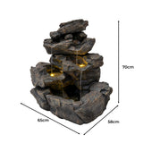Fontaine de Jardin « Rustic Rapids » Avec Éclairage LED Blanc Chaud & Brosse à Nettoyage