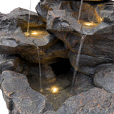Fontaine de Jardin « Rustic Rapids » Avec Éclairage LED Blanc Chaud & Brosse à Nettoyage