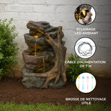 Fontaine de Jardin « Willow Springs » Avec Éclairage LED Blanc Chaud & Brosse à Nettoyage