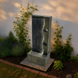 Fontaine de Jardin « Harmony Falls » Avec Éclairage LED Blanc Chaud & Brosse à Nettoyage