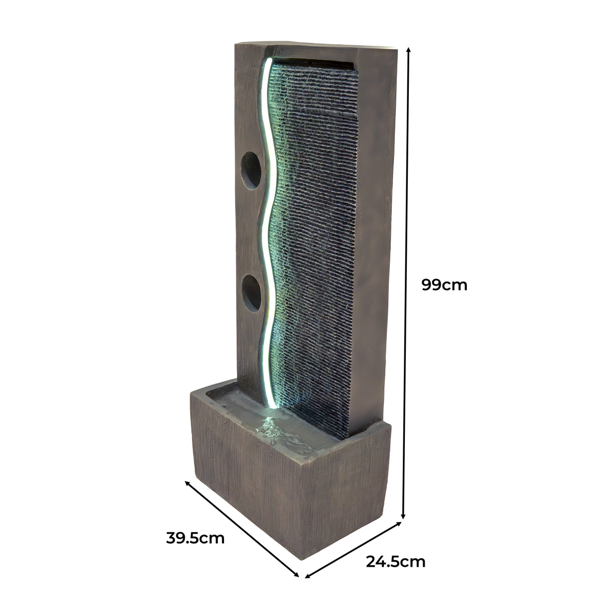 Fontaine de Jardin « Harmony Falls » Avec Éclairage LED Blanc Chaud & Brosse à Nettoyage