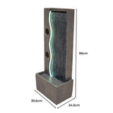 Fontaine de Jardin « Harmony Falls » Avec Éclairage LED Blanc Chaud & Brosse à Nettoyage