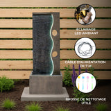 Fontaine de Jardin « Harmony Falls » Avec Éclairage LED Blanc Chaud & Brosse à Nettoyage