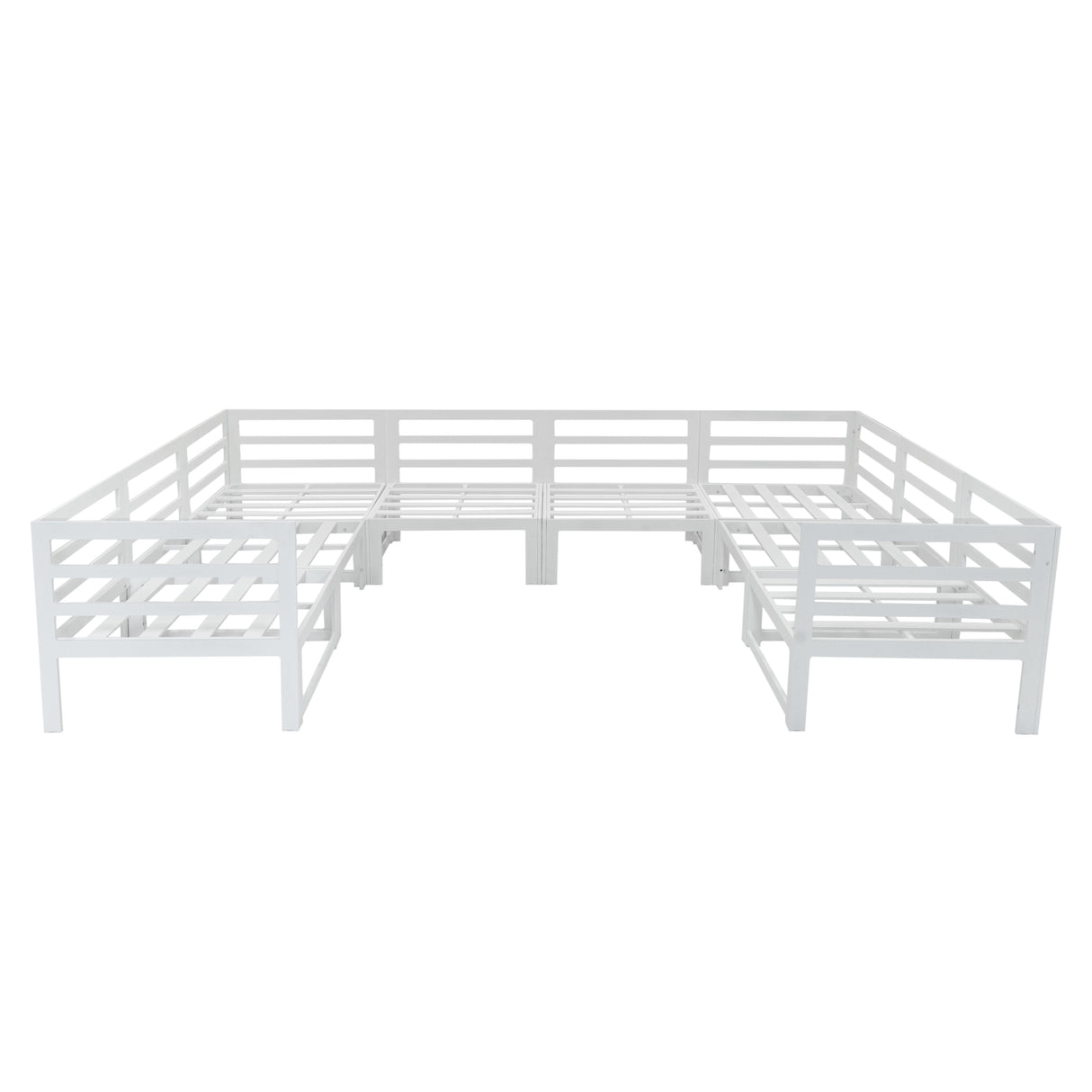 Salon de Jardin en Aluminium 8 Personnes & Table Foyer au Gaz - Blanc