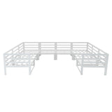 Salon de Jardin en Aluminium 8 Personnes & Table Foyer au Gaz - Blanc
