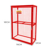 Cage Métallique Rouge de Bouteilles de Gaz – 181 x 160 x 57 cm