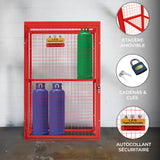 Cage Métallique Rouge de Bouteilles de Gaz – 181 x 160 x 57 cm