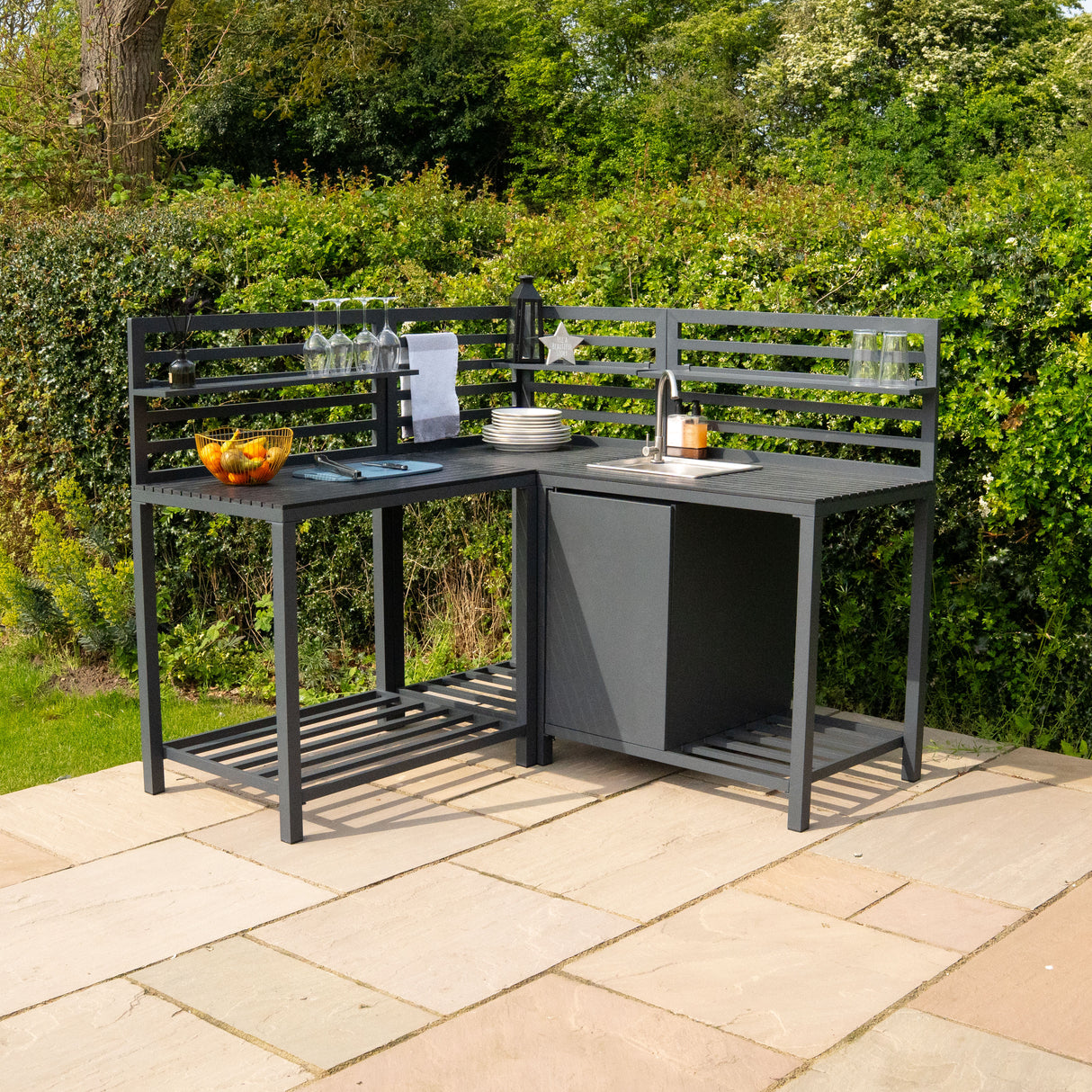 Ensemble de Cuisine Extérieure 3 Pièces en Aluminium