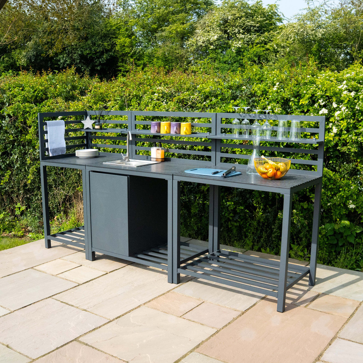 Ensemble de Cuisine Extérieure 3 Pièces en Aluminium