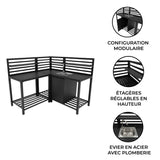 Ensemble de Cuisine Extérieure 3 Pièces en Aluminium