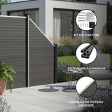 Kit Clôture Panneau Composite Incliné - Gris