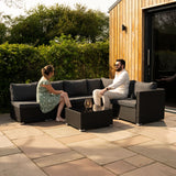 Salon de Jardin Modulaire en Rotin Noir - 7 Pièces