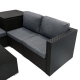 Salon de Jardin Modulaire en Rotin Noir - 6 Pièces