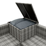 Salon de Jardin Modulaire en Rotin Gris - 6 Pièces