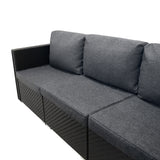 Salon de Jardin Modulaire en Rotin Noir - 7 Pièces & Coffre de Rangement 996 L