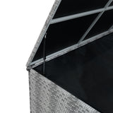 Salon de Jardin Modulaire en Rotin Gris - 7 Pièces & Coffre de Rangement 700 L