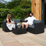 Salon de Jardin Modulaire en Rotin Noir - 6 Pièces & Coffre de Rangement 700 L