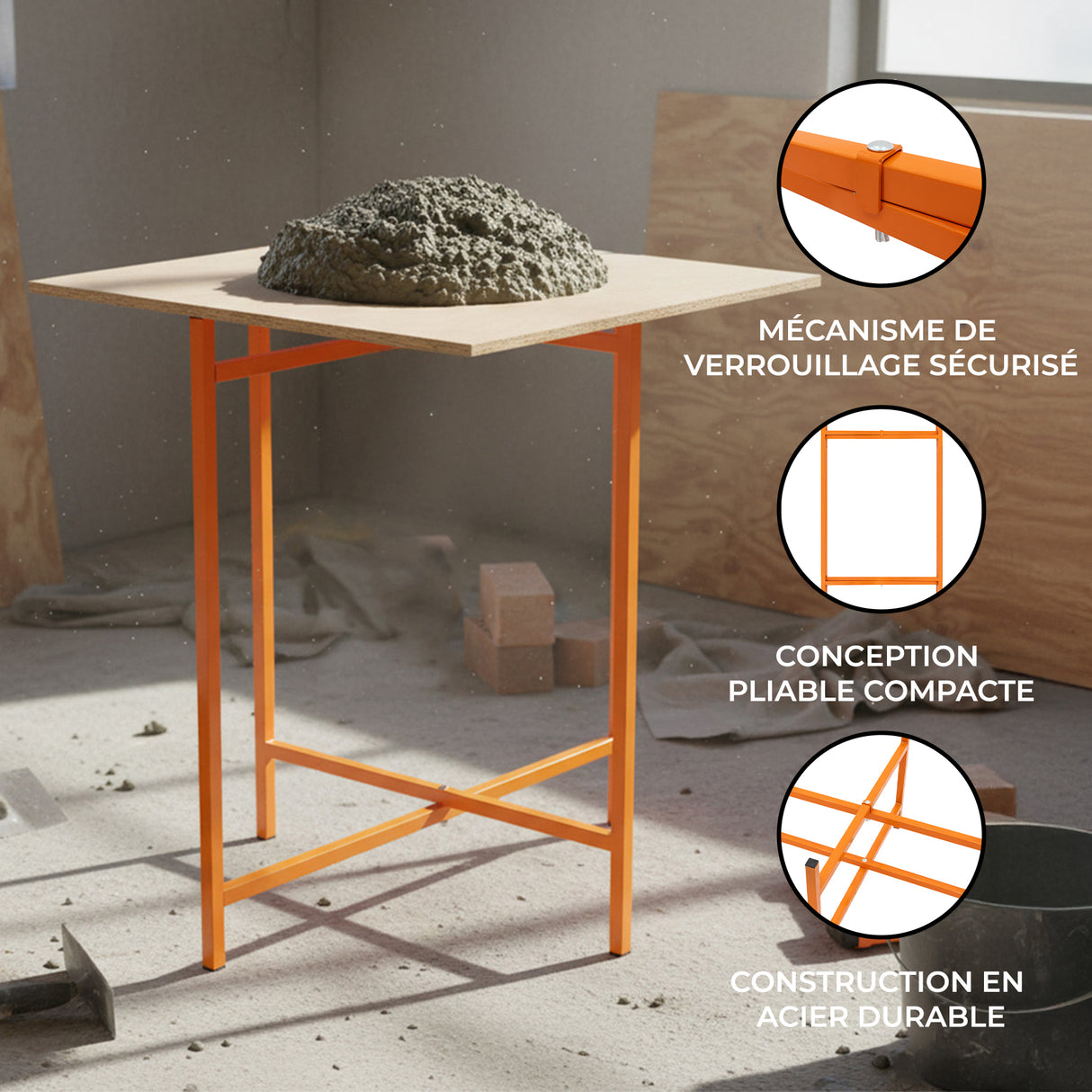 T-Mech Lot de 5 Supports en X Pour Planches de Mortier - 750 mm