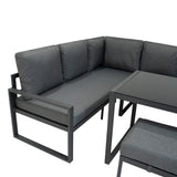 Lot de Salon de Jardin 5 Pièces en Aluminium Gris Anthracite & Coffre de Rangement 582 L en Rotin Noir