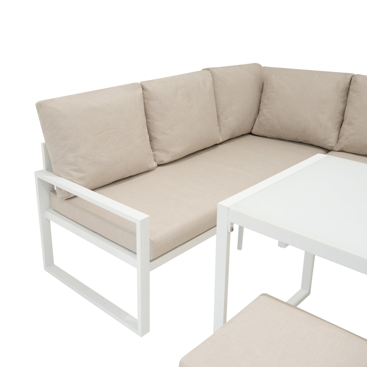 Lot de Salon de Jardin 5 Pièces en Aluminium Blanc & Coffre de Rangement 582 L en Rotin Noir