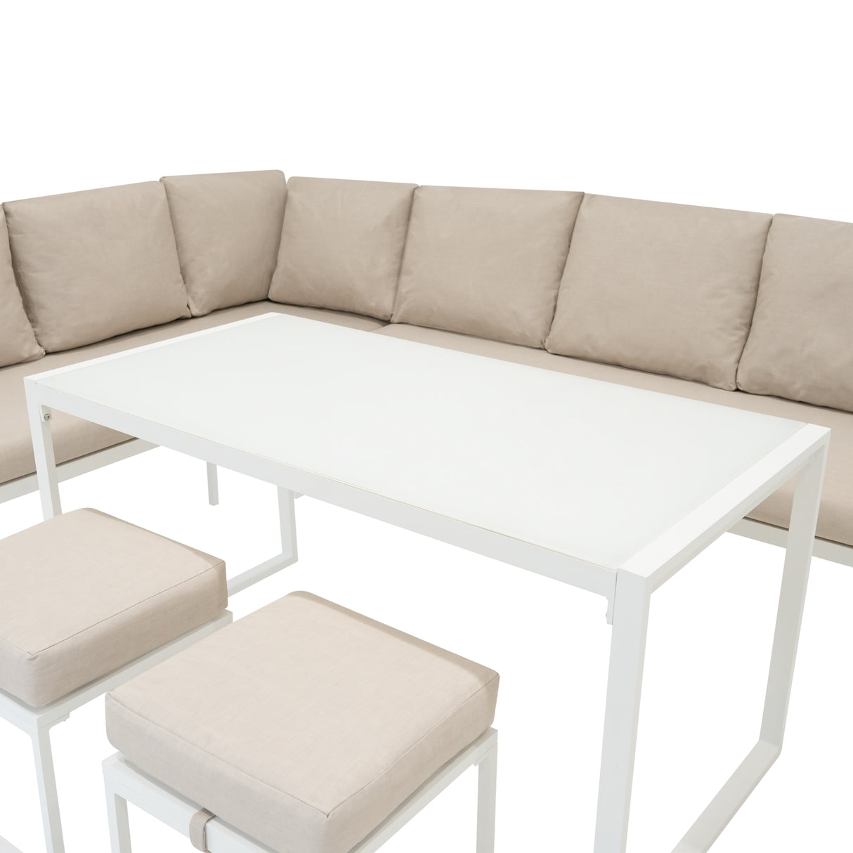 Lot de Salon de Jardin 5 Pièces en Aluminium Blanc & Coffre de Rangement 582 L en Rotin Noir
