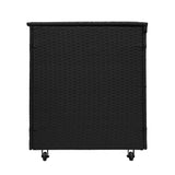 Lot de Salon de Jardin 4 Pièces en Aluminium Gris Anthracite & Coffre de Rangement 582 L en Rotin Noir
