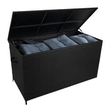 Lot de Salon de Jardin 4 Pièces en Aluminium Gris Anthracite & Coffre de Rangement 582 L en Rotin Noir