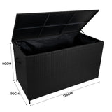 Lot de Salon de Jardin 4 Pièces en Aluminium Gris Anthracite & Coffre de Rangement 582 L en Rotin Noir