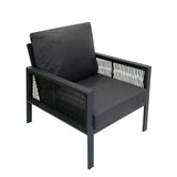 Lot de Salon de Jardin 4 Pièces en Aluminium Gris Anthracite & Coffre de Rangement 582 L en Rotin Noir