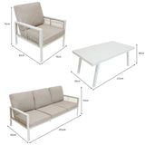 Lot de Salon de Jardin 4 Pièces en Aluminium Blanc & Coffre de Rangement 582 L en Rotin Noir