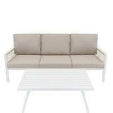 Lot de Salon de Jardin 4 Pièces en Aluminium Blanc & Coffre de Rangement 582 L en Rotin Noir
