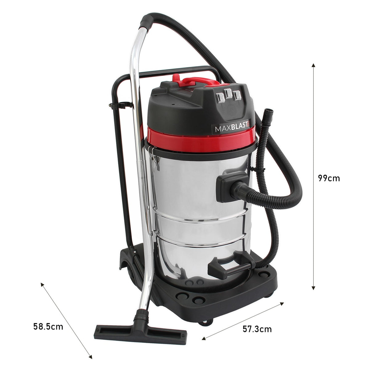 MAXBLAST Lot de Aspirateur Industriel 80 L, Perche pour Gouttières & Tuyau de 5 m