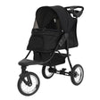 Poussette jogger pour animal de compagnie en noir, avec un design léger, roues robustes et un toit en maille pour ventilation