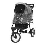 Poussette jogger pour animal de compagnie noire avec capote transparente, roues robustes et design ergonomique pour le confort des animaux
