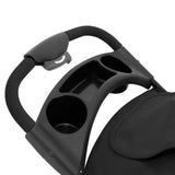 Poussette jogger pour animal de compagnie noire avec poignée ergonomique et porte-gobelets intégrés, idéale pour les promenades