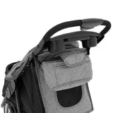 Poussette jogger pour animal de compagnie en gris, avec un dossier rembourré, poignées ergonomiques et compartiment de rangement pratique