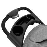 Poussette jogger pour animal de compagnie en gris avec un guidon ergonomique et porte-gobelets intégrés pour un confort optimal