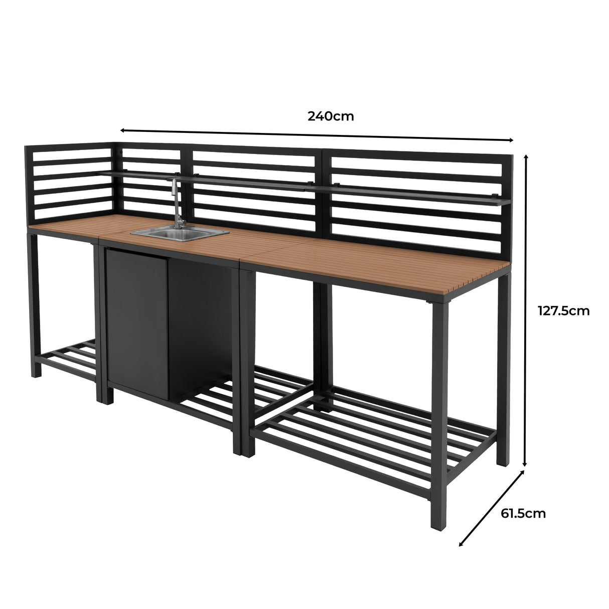 Ensemble de Cuisine Extérieure 3 Pièces - Comptoir en Bois