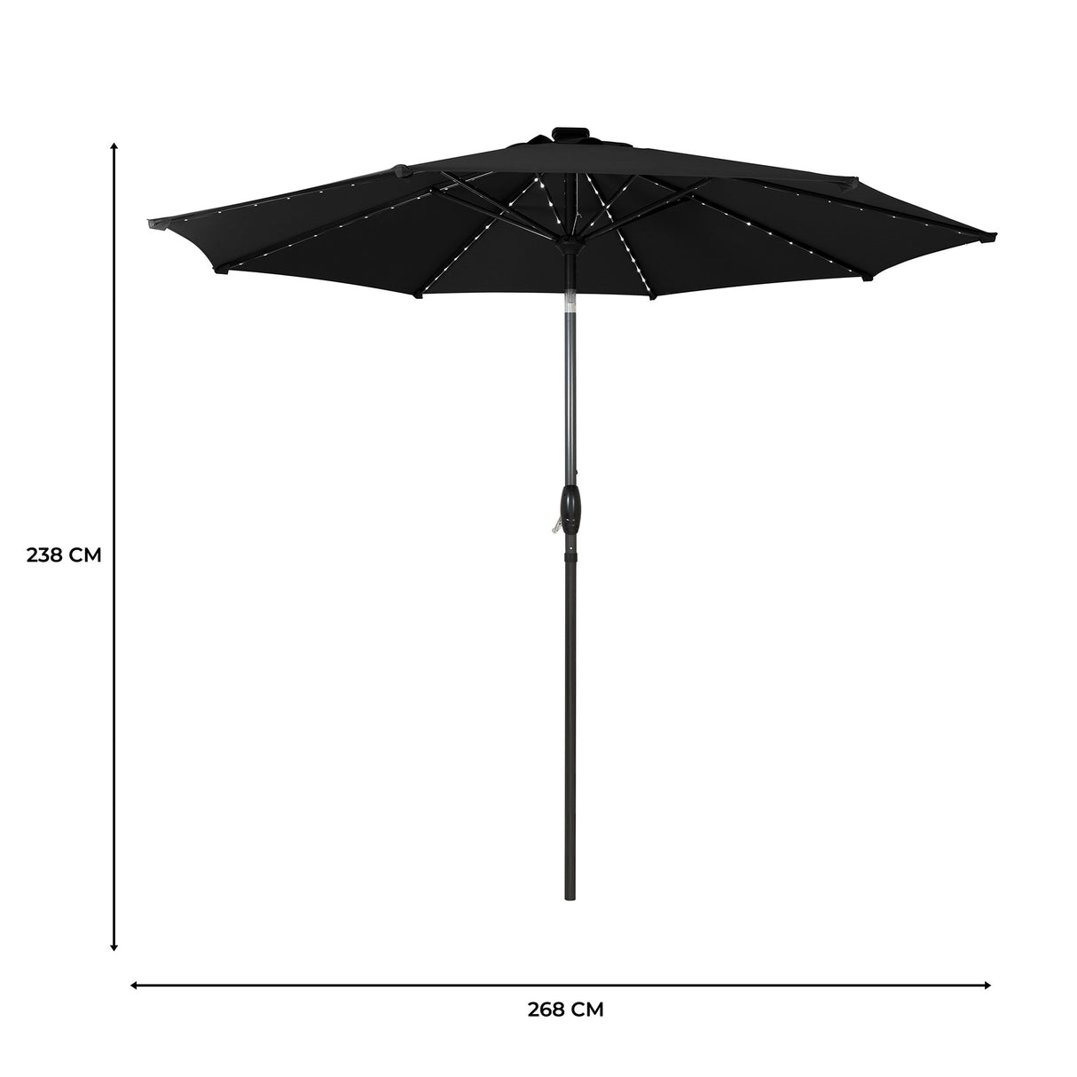 Parasol Inclinable à LED 2,7 m - Noir